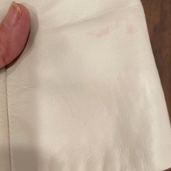 Hal Rubinstein Cream Leather Front Zipper Jacket.Size S - Picture 14 of 15